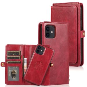 For iPhone 12 mini Multiple Card Slots Detachable Magnetic Horizontal Flip Leather Case with Card Slots & Holder & Wallet (Red) (OEM)