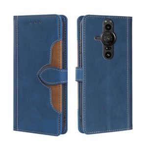For Sony Xperia Pro I Skin Feel Straw Hat Magnetic Buckle Leather Phone Case(Blue) (OEM)