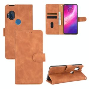 For Motorola Moto One Hyper Solid Color Skin Feel Magnetic Buckle Horizontal Flip Calf Texture PU Leather Case with Holder & Card Slots & Wallet(Brown) (OEM)