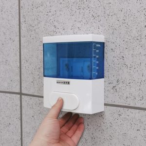 300ml Wall-mounted Plastic Singe-Tube Manual Press-type Shower Gel Foam Soap Dispenser(Blue) (OEM)