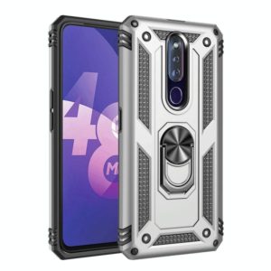 For OPPO F11 Pro Shockproof TPU + PC Protective Case with 360 Degree Rotating Holder(Silver) (OEM)