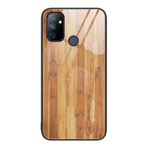 For OnePlus Nord N100 Wood Grain Glass Protective Case(Yellow) (OEM)