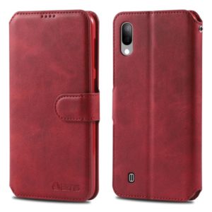 For Galaxy A10 / M10 AZNS Calf Texture Magnetic Horizontal Flip PU Leather Case with Holder & Card Slots & Photo Frame(Red) (AZNS) (OEM)