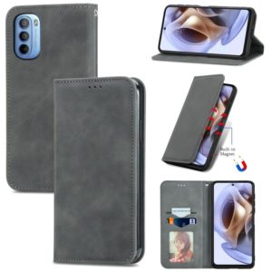 For Motorola Moto G31 Retro Skin Feel Magnetic Horizontal Flip Leather Phone Case(Grey) (OEM)