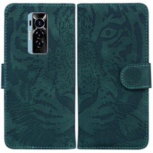 For Tecno Phantom X Tiger Embossing Pattern Horizontal Flip Leather Phone Case(Green) (OEM)
