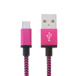 2m Woven Style Micro USB to USB 2.0 Data / Charger Cable(Magenta) (OEM)
