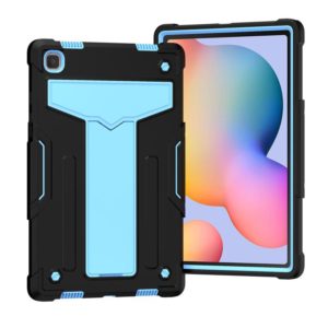 For Samsung Galaxy Tab A7 10.4 (2020) T-shaped Bracket Contrast Color Shockproof PC + Silicone Protective Case(Black+Blue) (OEM)