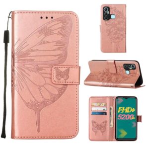 For Infinix Hot 11 Embossed Butterfly Leather Phone Case(Rose Gold) (OEM)