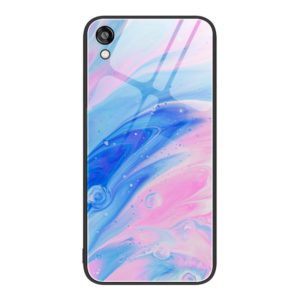 For Honor Play 3e Marble Pattern Glass Protective Phone Case(Pink) (OEM)