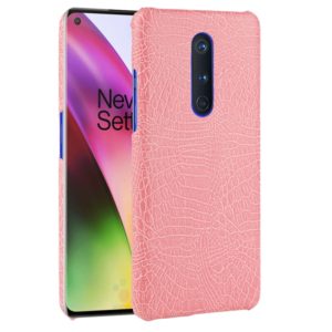 For OnePlus 8 Shockproof Crocodile Texture PC + PU Case(Pink) (OEM)