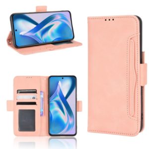 For OnePlus Ace 5G / 10R Skin Feel Calf Texture Card Slots Leather Phone Case(Pink) (OEM)