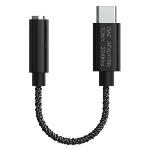 TA12-R2 USB-C / Type-C Male to 3.5mm Audio Female 8-strand Single Crystal Copper Braid Earphone Adapter(Black Grey) (OEM)