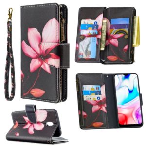 For Xiaomi Redmi 8A Colored Drawing Pattern Zipper Horizontal Flip Leather Case with Holder & Card Slots & Wallet(Lotus) (OEM)