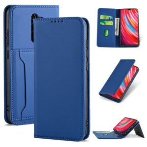 For Xiaomi Redmi Note 8 Pro Strong Magnetism Shockproof Horizontal Flip Liquid Feel Leather Case with Holder & Card Slots & Wallet(Blue) (OEM)