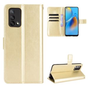 For OPPO A74 4G / F19 4G Crazy Horse Texture Horizontal Flip Leather Case with Holder & Card Slots & Lanyard(Gold) (OEM)