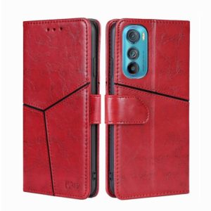 For Motorola Edge 30 Geometric Stitching Horizontal Flip Leather Phone Case(Red) (OEM)