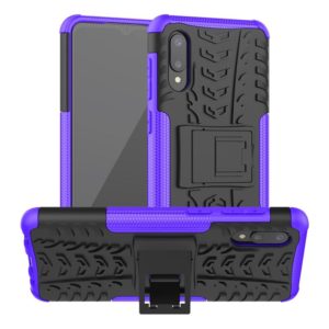 For Samsung Galaxy A02(EU Version) Tire Texture Shockproof TPU+PC Protective Case with Holder(Purple) (OEM)