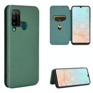For DOOGEE N20 Pro Carbon Fiber Texture Horizontal Flip TPU + PC + PU Leather Case with Card Slot(Green) (OEM)