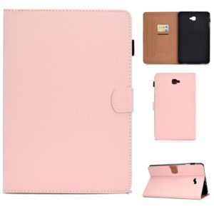 For Galaxy Tab A 10.1(2016) T580 Solid Color Tablet PC Universal Magnetic Horizontal Flip Leather Case with Card Slots & Holder(Pink) (OEM)