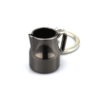 Creative Coffee Appliance Keychain Metal 3D Mini Coffee Pot Pendant, Color:Coffee Pot Black (OEM)
