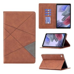 For Samsung Galaxy Tab A7 Lite SM-T220/SM-T225 Rhombus Texture Horizontal Flip Magnetic Leather Case with Holder & Card Slots(Brown) (OEM)