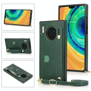 For Huawei Mate 30 Wrist Strap PU+TPU Shockproof Protective Case with Crossbody Lanyard & Holder & Card Slot(Green) (OEM)