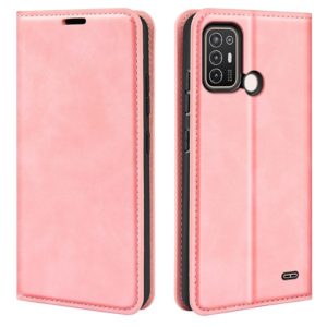 For ZTE Blade A52 Retro-skin Magnetic Suction Leather Phone Case(Pink) (OEM)