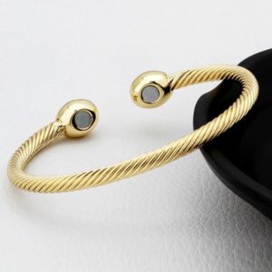 Europe and America Style Female Brass-plating Jewelry Gold Garlic Magnetic Health Open Bracelet, Size: 8mm*17cm(Gold) (OEM)