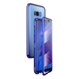 For Samsung Galaxy S8+ Magnetic Metal Frame Double-sided Tempered Glass Case(Blue Purple) (OEM)