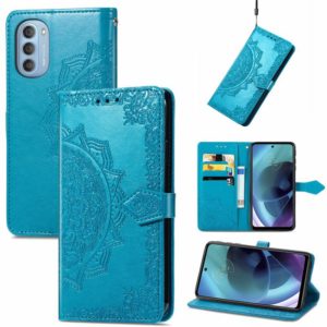 For Motorola Moto G51 Mandala Flower Embossed Flip Leather Phone Case(Blue) (OEM)