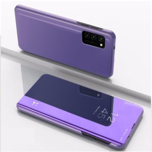 For Samsung Galaxy A52 5G/4G Plated Mirror Horizontal Flip Leather Case with Holder(Purple Blue) (OEM)