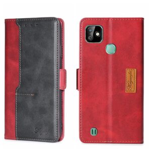 For Infinix Smart HD 2021 X612 Contrast Color Side Buckle Leather Phone Case(Red + Black) (OEM)