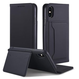 For iPhone X / XS Strong Magnetism Shockproof Horizontal Flip Liquid Feel Leather Case with Holder & Card Slots & Wallet(Black) (OEM)