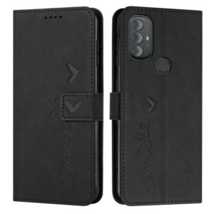 For Motorola Moto G Power 2022 Skin Feel Heart Pattern Leather Phone Case(Black) (OEM)