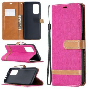For Xiaomi Mi 10T / 10 Pro 5G Color Matching Denim Texture Leather Case with Holder & Card Slots & Wallet & Lanyard(Rose Red) (OEM)