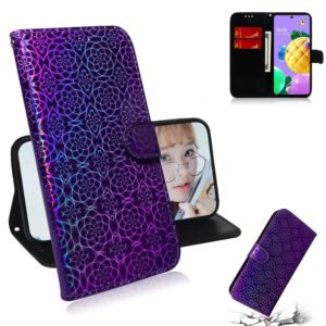 For LG K62 / K52 / Q52 Solid Color Colorful Magnetic Buckle Horizontal Flip PU Leather Case with Holder & Card Slots & Wallet & Lanyard(Purple) (OEM)