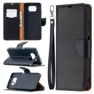 For Xiaomi Poco X3 Litchi Texture Pure Color Horizontal Flip Leather Case with Holder & Card Slots & Wallet & Lanyard(Black) (OEM)