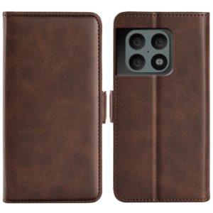 For OnePlus 10 Pro 5G Dual-side Magnetic Buckle Horizontal Flip Leather Case with Holder & Card Slots & Wallet(Brown) (OEM)