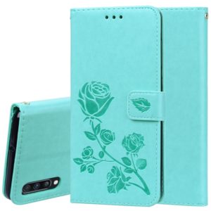 Rose Embossed Horizontal Flip PU Leather Case for Galaxy A70, with Holder & Card Slots & Wallet (Green) (OEM)