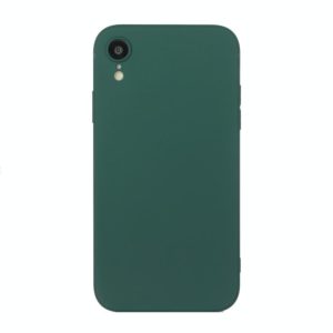 For iPhone XR Straight Edge Solid Color TPU Shockproof Case(Dark Night Green) (OEM)