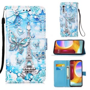 For LG Velvet 2 Pro Colored Drawing Pattern Plain Weave Horizontal Flip Leather Case with Holder & Card Slot & Wallet & Lanyard(Tower Butterfly) (OEM)