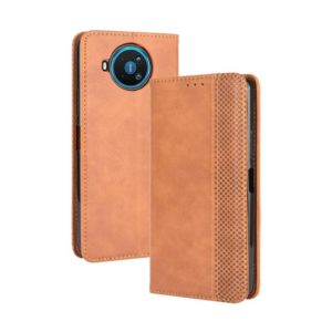 For Nokia 8.3 5G Magnetic Buckle Retro Crazy Horse Texture Horizontal Flip Leather Case , with Holder & Card Slots & Photo Frame(Brown) (OEM)