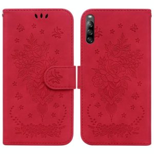 For Sony Xperia L4 Butterfly Rose Embossed Leather Phone Case(Red) (OEM)