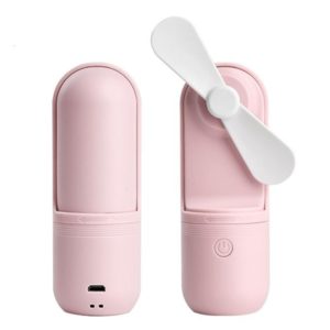 USB Charging Handheld Mini Folding Fan Desktop Fan(Pink) (OEM)