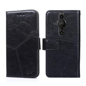 For Sony Xperia Pro-I Geometric Stitching Horizontal Flip Leather Phone Case(Black) (OEM)