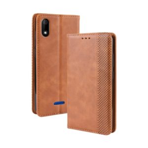 Magnetic Buckle Retro Crazy Horse Texture Horizontal Flip Leather Case for Wiko Y60, with Holder & Card Slots & Photo Frame(Brown) (OEM)