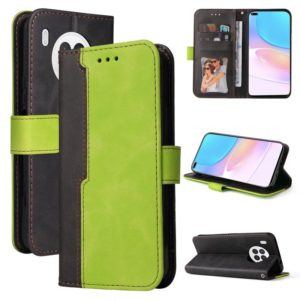 For Huawei nova 8i / Honor 50 Lite 5G Business Stitching-Color Horizontal Flip PU Leather Phone Case(Green) (OEM)