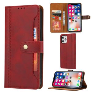 For iPhone 12 / 12 Pro Calf Texture Double Fold Clasp Horizontal Flip Leather Case with Photo Frame & Holder & Card Slots & Wallet(Red) (OEM)