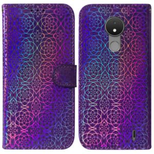 For Nokia C21 Colorful Magnetic Buckle Leather Phone Case(Purple) (OEM)