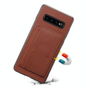 For Galaxy S10 Denior V3 Luxury Car Cowhide Leather Protective Case with Holder & Card Slot(Brown) (Denior) (OEM)